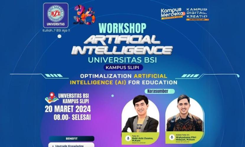 Kampus Digital Kreatif, Universitas BSI (Bina Sarana Informatika) kampus Slipi akan menyelenggarakan workshop bertema Optimizer AI untuk Pendidikan.