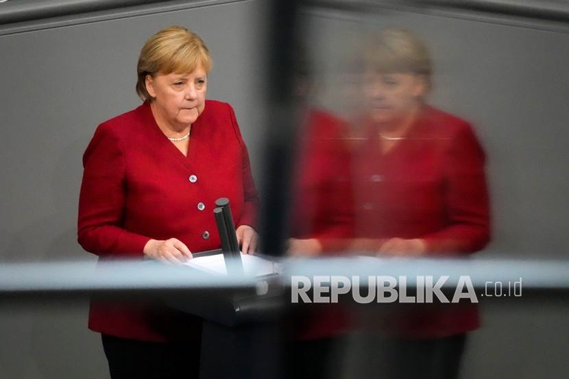 Kanselir Jerman Angela Merkel. Kampanye untuk menentukan pengganti Kanselir Jerman Angela Merkel kian memanas. Ilustrasi.