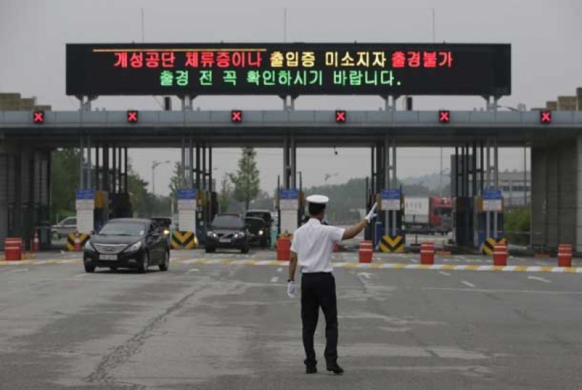  Kantor bea cukai dan imigrasi dekat desa perbatasan Panmunjom yang memisahkan Korea Utara dan Korea Selatan di Paju, Korea Selatan. 