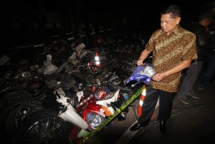 Kapolda Metro Jaya Irjen Unggung Cahyono merilis hasil tangkapan penadah sepeda motor di Mapolresta Depok, Sabtu (28/2) malam.