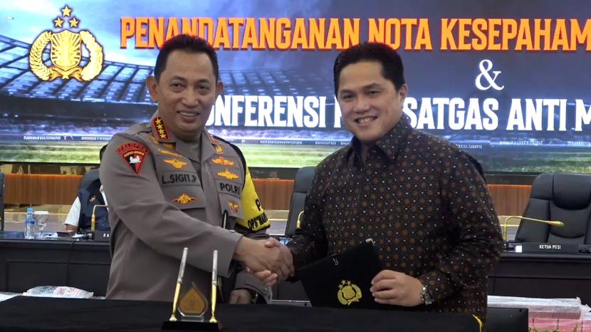 Kapolri Jenderal Listyo Sigit Prabowo dan Ketum PSSI, Erick Thohir