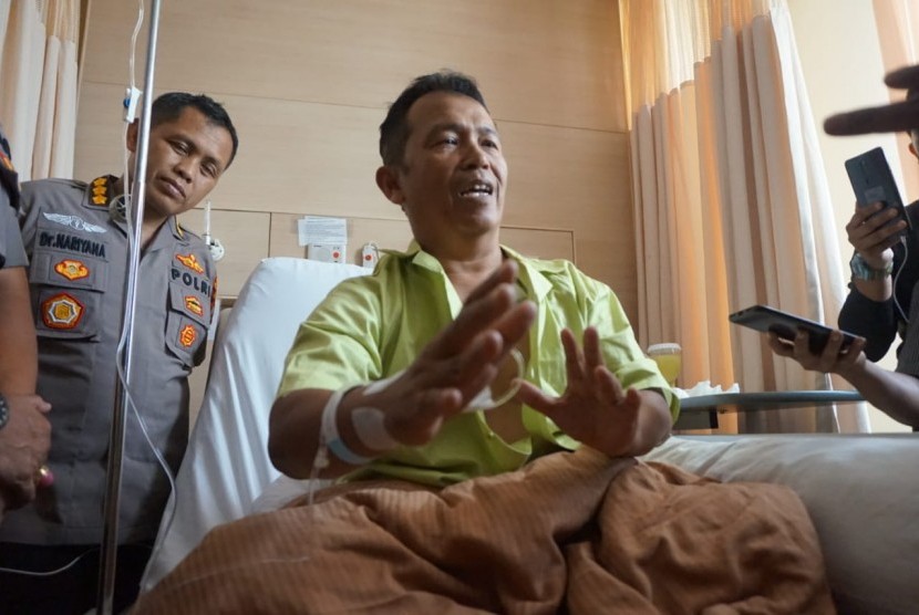 Kapolsek Menes Kompol Dariyanto yang menjadi korban penyerangan saat mendampingi Menkopolhukam Wiranto di Pandeglang. Saat ini dirinya tengah dirawat di RS. Sari Asih, Kota Serang, Jumat (11/10). 