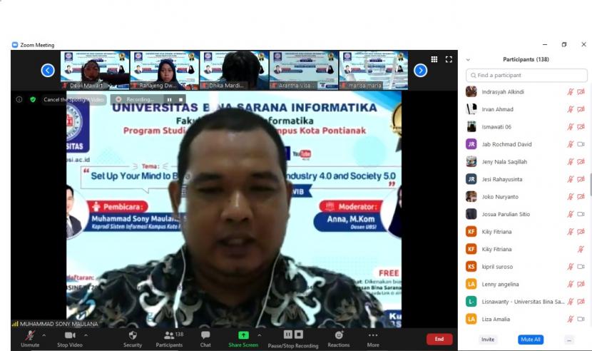 Kaprodi Sistem Informasi  Universitas BSI kampus Pontianak, Muhammad Sony Maulana.
