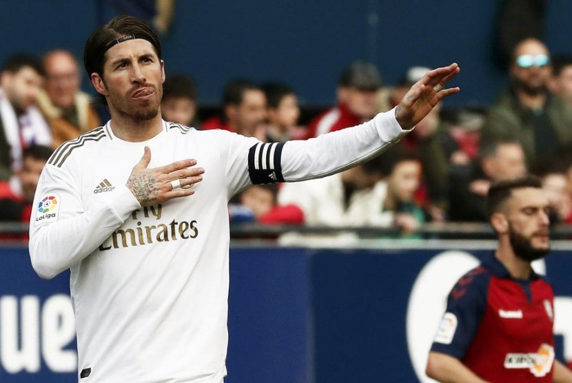 Kapten Real Madrid, Sergio Ramos.( EPA-EFE/JESUS DIGES)