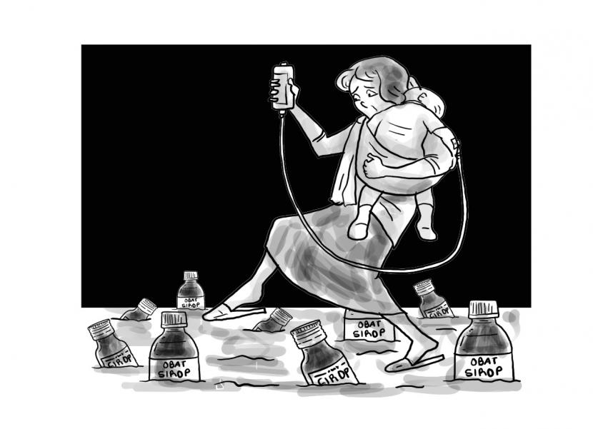 Karikatur Gagal Ginjal Anak. Dinkes DKI terus proaktif untuk menelusuri rekam medis anak terkena gagal ginjal akut.
