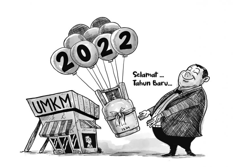 Karikatur Kado Tahun Baru untuk UMKM 