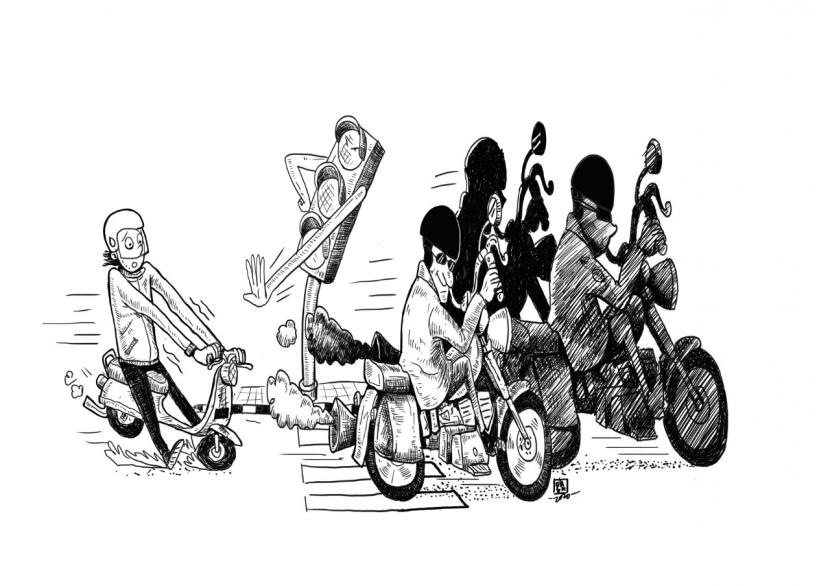 Karikatur motor gede (Ilustrasi)