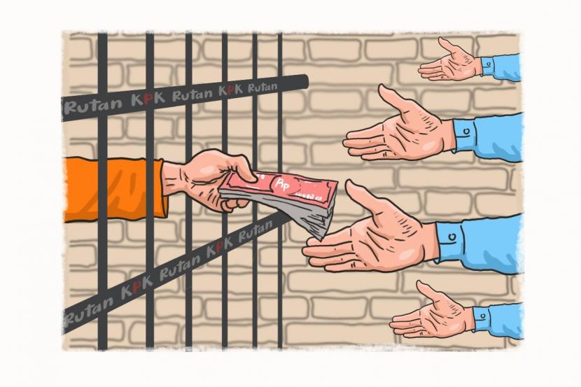 Karikatur Opini Republika : Pungli Rutan KPK. KPK menggandeng PPPATK untuk mengusut kasus pungli di Rutan KPK.