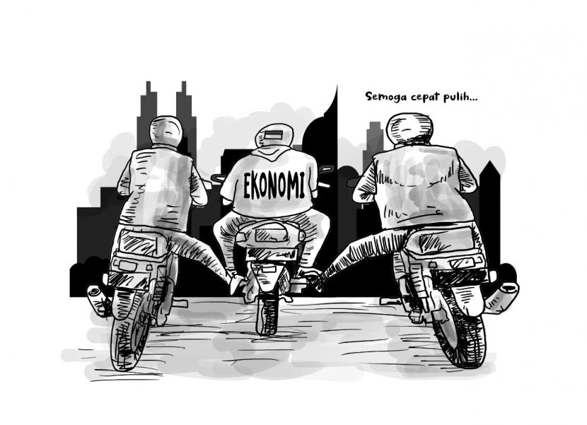 Karikatur pemulihan ekonomi.