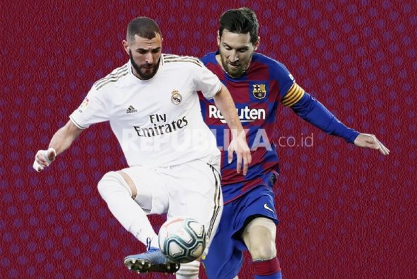 Karim Benzema (Real Madrid/kiri) Vs Lionel Messi (Barcelona) menjadi andalan masing-masing tim pada duel El Clasico, Senin (2/3) dini hari WIB.