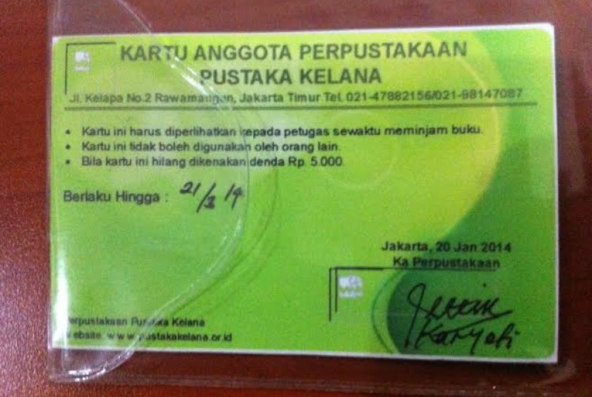 Kartu angota perpustakaan salah satu perpustakaan (ilustrasi)