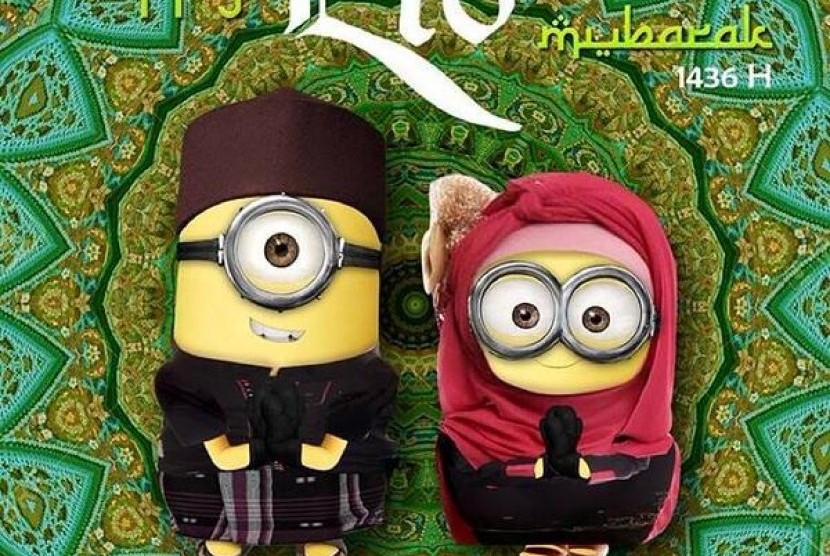 Kartun Minion diberi tampilan islami.