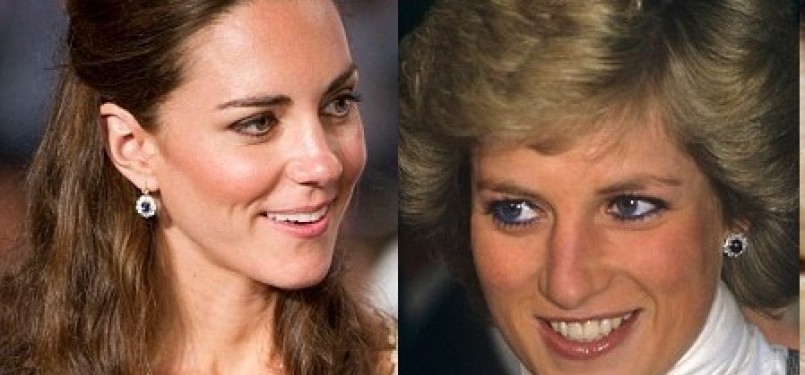 Kate Middleton dan Puteri Diana. Lihat anting yang mereka kenakan.