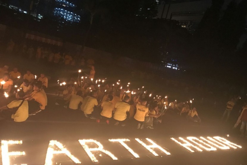 Kawasan SCBD memperingati tahun ke-10 Earth Hour di Jakarta, Sabtu (25/3) malam.