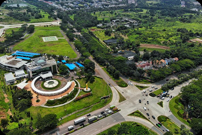 Kawasan terpadu Kota Deltamas di Cikarang, Jawa Barat. PT Puradelta Lestari Tbk (DMAS) selaku pengembang Deltamas, menargetkan prapenjualan sebesar Rp 2 triliun pada tahun ini.