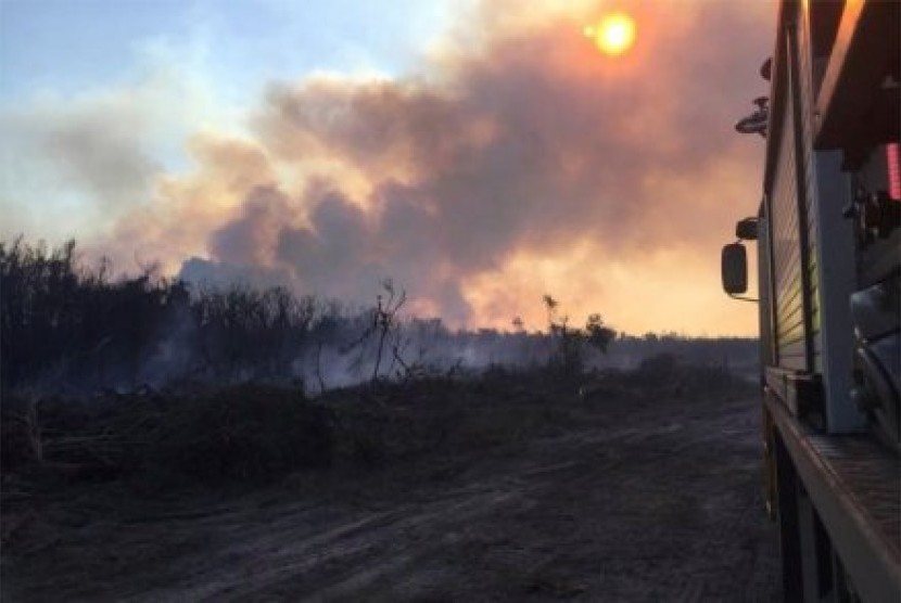 Kebakaran semak yang terjadi di dekat Esperance di Australia Barat. 