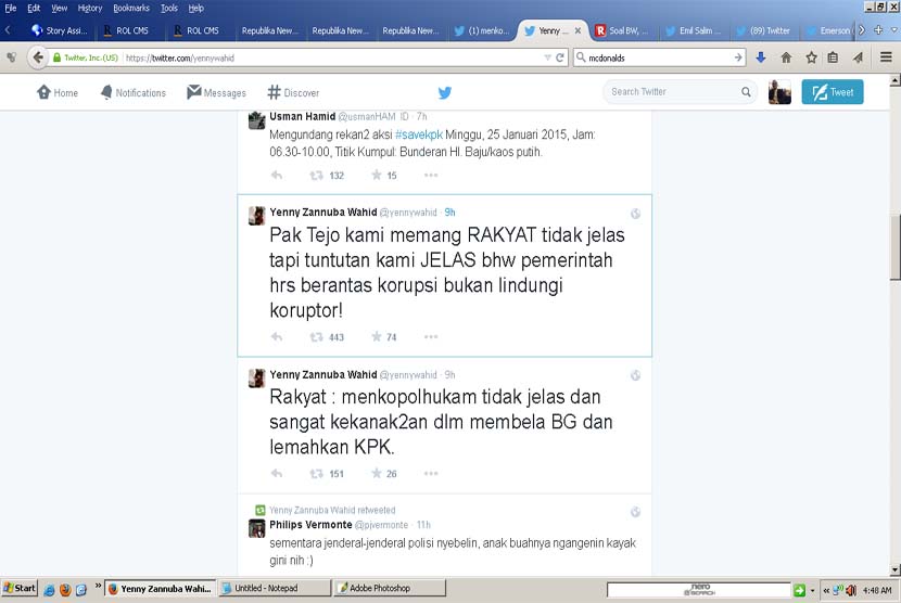 Kecaman netizen di Twitter kepada Menteri Tedjo