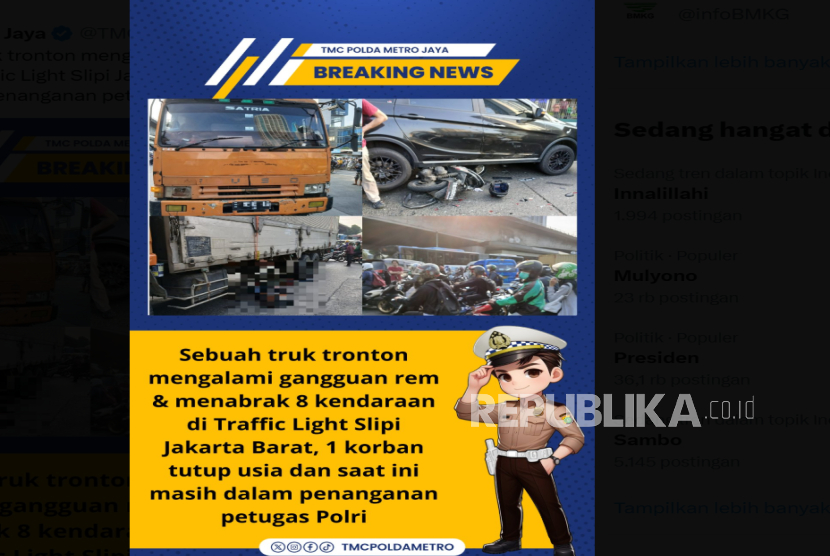 Kecelakaan truk tronton Slipi.