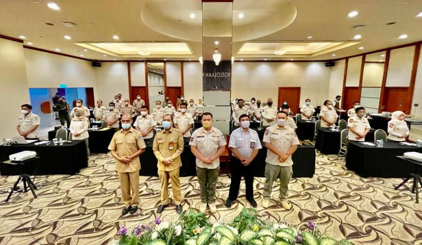 Kegiatan bimbingan teknis pengelolaan SDM satlinmas di Hotel Millenium, Jakarta, Senin-Rabu (25-27/7/2022).