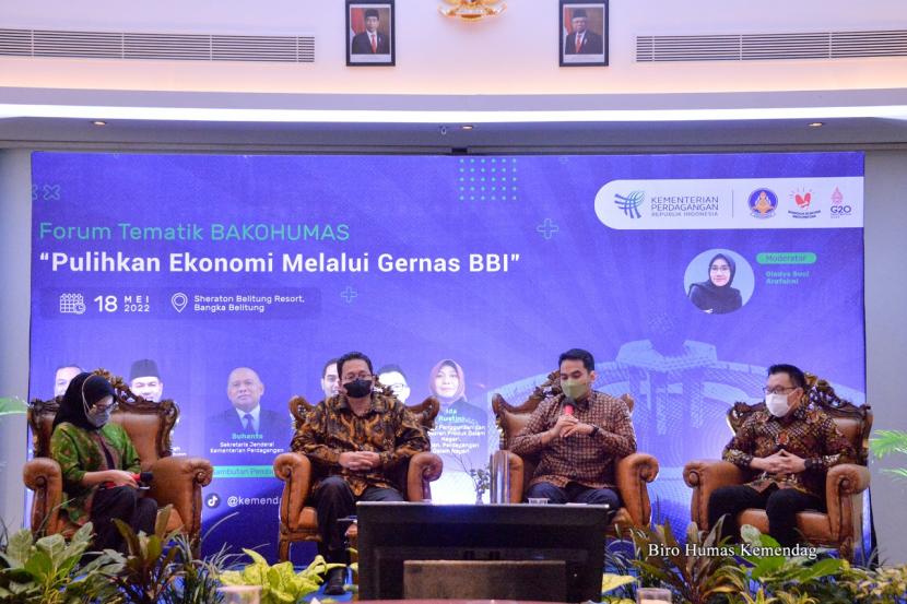 Kegiatan Forum Tematik  Badan Koordinasi Hubungan Masyarakat (Bakohumas) dengan tema Pulihkan Ekonomi Melalui Gernas BBI  yang diselenggarakan di Sheraton Belitung Resort Provinsi Kepulauan Bangka Belitung, Rabu (18/5/2022).