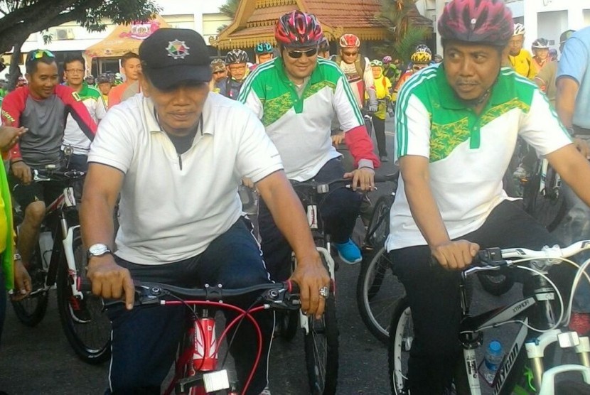 Kegiatan Gowes Pesona Nusantara di Pekanbaru, Riau, Sabtu (8/7).