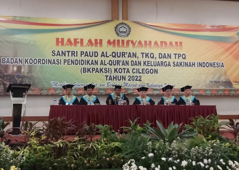 Kegiatan Haflah Musyahadah Santri Paud Alquran, TKQ, dan TPQ BKPAKSI Cilegon.