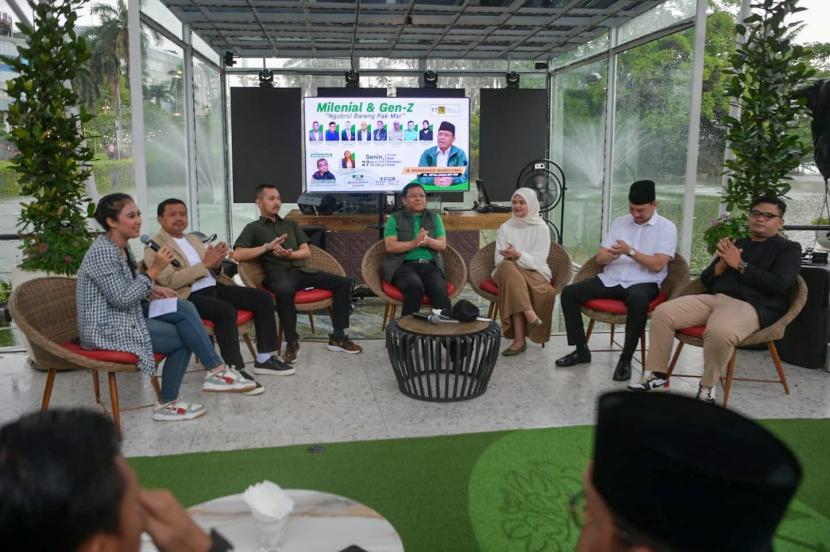 Kegiatan Ngobrol bareng milenial dan Gen Z di kawasan Senayan, Jakarta, Selasa (28/3/2023).