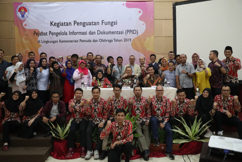 Kegiatan Penguatan Fungsi Pejabat Pengelola Informasi dan Dokumentasi (PPID) 2019 Kemenpora di Hotel Gumilang Regency Hotel, Bandung, Jawa Barat. 