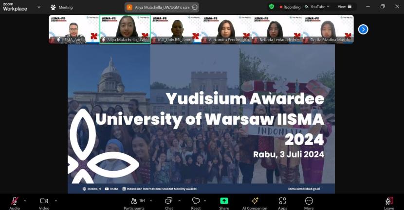 Kegiatan Yudisium IISMA Co-Funding 2024 dihadiri oleh peserta atau Awardee IISMA Co-Funding 2024 yang berasal dari berbagai universitas internasional.