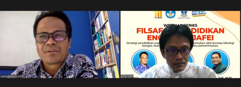 Kelompok belajar (Pokjar)  UT  Yayasan Perguruan Al Iman Bogor menggelar webinar yang mengupas filsafat pendidikan Engkue Syafei, pendiri INS Kayutanam, Sumatera Barat, Sabtu (2/1).