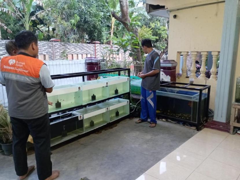 Kelompok Peternak Ikan Marga Jaya, Kelurahan Margadana, Kota Tegal, Jawa Tengah, mendapat bantuan peralatan berupa rak besi, aquarium, filter bio foam dan peralatan penunjang budidaya ikan hias lainnya.