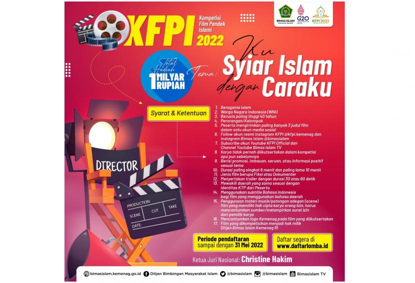 Kemenag kembali menggelar Kompetisi Film Pendek Islami kategori fiksi dan dokumenter.