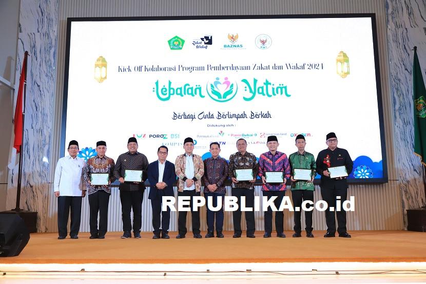 Kementerian Agama (Kemenag) meluncurkan Kolaborasi Program Pemberdayaan Zakat dan Wakaf tahun 2024. P