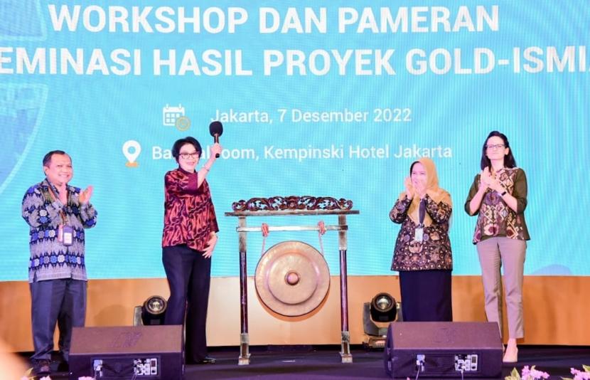 Kementerian Lingkungan Hidup dan Kehutanan (KLHK) bersama Badan Riset dan Inovasi (BRIN) yang didukung oleh United Nations Development Programs (UNDP) menggelar lokakarya dan pameran hasil proyek GOLD-ISMIA di Kempinski Hotel, Jakarta, Rabu (7/12/2022)