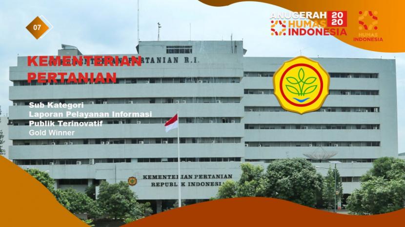  Kementerian Pertanian (Kementan) berhasil memenangkan dua penghargaan tertinggi sebagai Kementerian yang memberi laporan Informasi publik terinovatif dan Pejabat Pengelola Informasi dan Dokumentasi (PPID) Utama terbaik dalam ajang Anugrah Humas Indonesia (AHI) 2021.