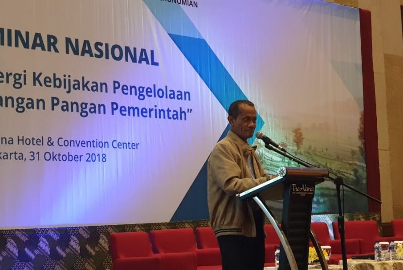 Kepala Badan Ketahanan Pangan (BKP) Kementerian Pertanian (Kementan) Agung Hendriadi saat berbicara pada seminar nasional bertema “Sinergi Kebijakan Pengelolaan Cadangan Pangan Pemerintah” yang diselenggarakan Kementerian Koordinator Bidang Perekonomian di Yogyakarta, Rabu (31/10). 