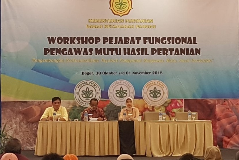 Kepala Badan Ketahanan Pangan Kementerian Pertanian, Agung Hendriadi, pada acara pembukaan workshop Fungsional PMHP di Bogor, Selasa (31/10).