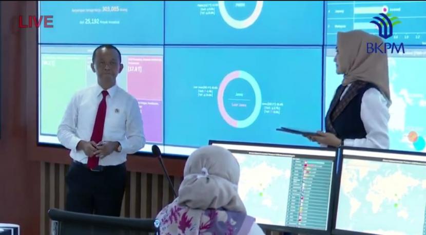 Kepala Badan Koordinasi Penanaman Modal (BKPM) Bahlil Lahadalia menggelar konferensi pers virtual terkait realisasi investasi pada kuartal I 2020, pada Senin, (20/4).