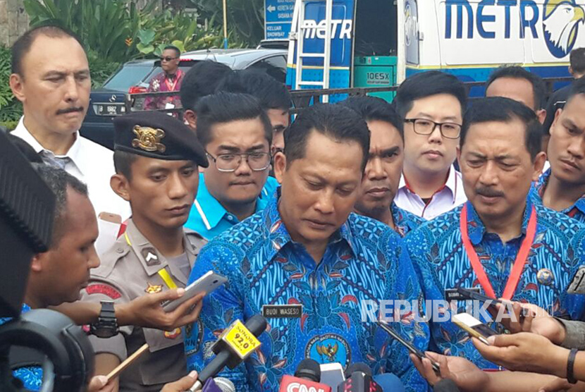 Kepala Badan Narkotika Nasional (BNN), Komjen Polisi Budi Waseso pada puncak peringatan Hari Anti Narkotika Nasional (HANI) 2017 di TMII, Jakarta Timur, Kamis (13/7).