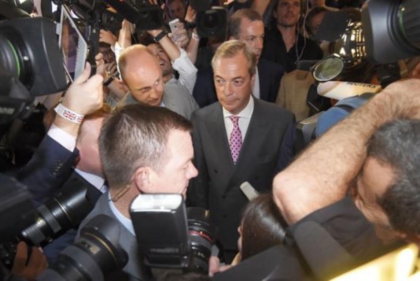 Kepala partai Independen United Kingdom, Nigel Farage.