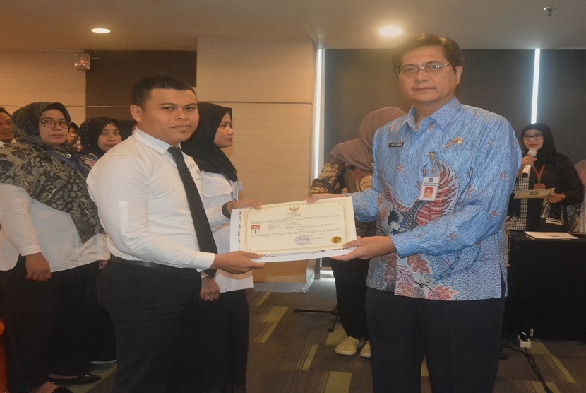 Kepala PPSDM Kemendagri Regional Yogyakarta Agus Irawan dalam Upacara penutupan Bimbingan Teknis Pengelolaan Barang Milik Daerah Angkatan I dan II Tahun 2023, Jumat (23/6/2023).