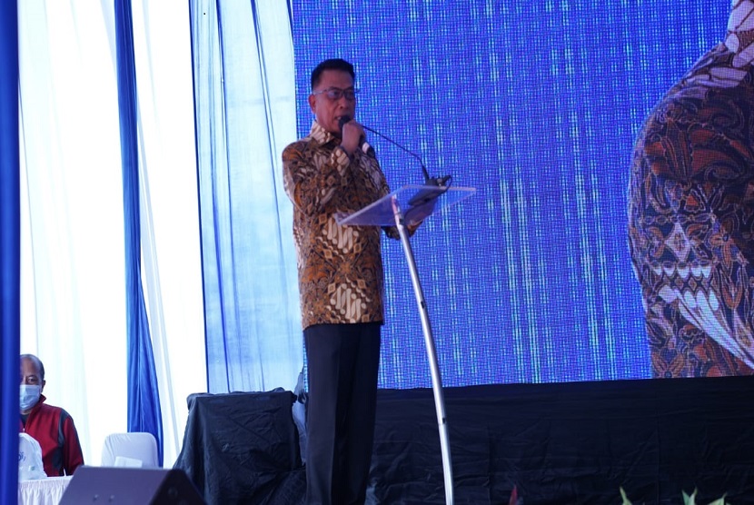 Kepala Staf Kepresidenan Dr. Moeldoko saat menghadiri groundbreaking pembangunan pabrik vaksin  PT Jakarta Biopharmaceutical Industry (JBio) di Kawasan Industri Cikande, Serang, Banten, Selasa (24/11).