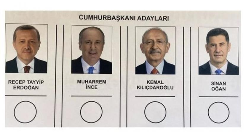 Kertas suara Pemilihan Presiden (Pilpres) Turki yang berlangsung pada Ahad (14/5/2023).