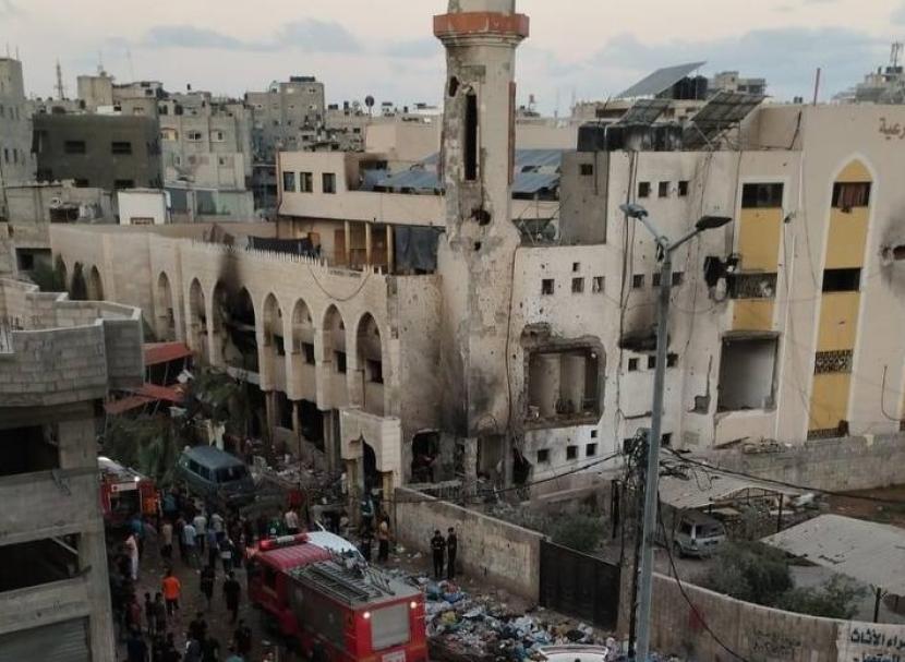 Keterangan sumber Republika soal pemboman Israel di Masjid At-Tabiin di Gaza bagian Tengah, Sabtu (10/9/2024) subuh.