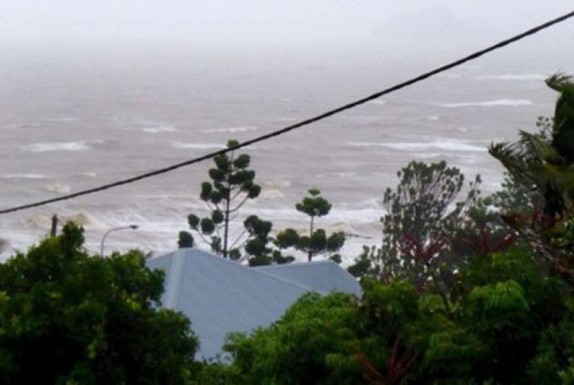  Ketinggian 5 meter saat datangnya badai topan Marcia, Jumat (20/2/2015) di Yeppoon, Queensland.