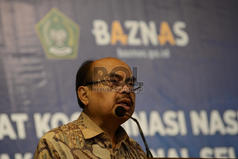 Ketua Badan Amil Zakat Nasional (Baznas) Bambang Sudibyo saat pembukaan Rapat Koordinasi Nasional (Rakornas) Baznas, Jakarta, Selasa (1/12). 
