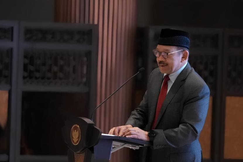 Ketua Badan Amil Zakat Nasional (Baznas), Prof DR KH Noor Achmad, saat membuka Rakornas BAZNAS 2024 di Istana Negara IKN, Rabu (25/9/2024).