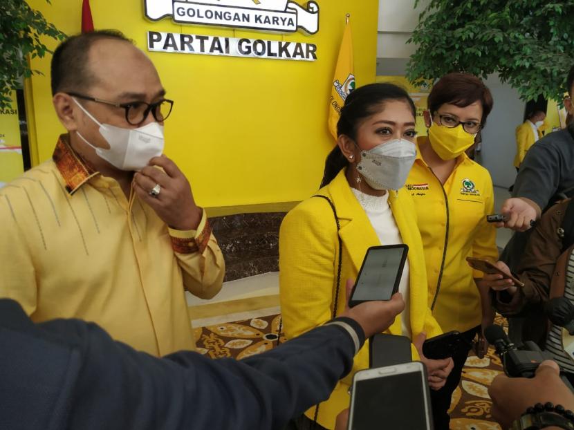Ketua Bidang Media dan Penggalangan Opini DPP Partai Golkar Meutya Hafid saat ditemui di DPP Partai Golkar, Slipi, Jakarta, Sabtu (8/5). 