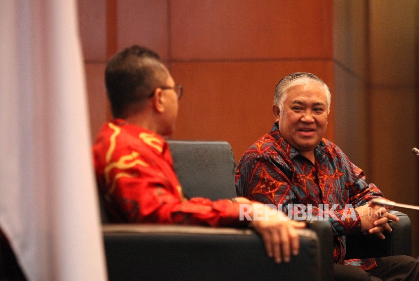 Ketua Dewan Nasional Pergerakan Indonesia Maju, Din Syamsuddin (kanan)