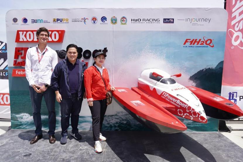 Ketua DPR RI Puan Maharani turut menghadiri balapan F1H2O tersebut pada Sabtu (25/2/2023) bersama Menteri BUMN Erick Thohir.